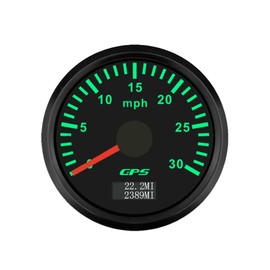 2" 52mm ATV Truck MPH GPS Speedometer Gauge Odometer with 7 Adjustable Backlights for Boat Car Snowboat Motor 12V 24V (Black&Black, 0-30 MPH)