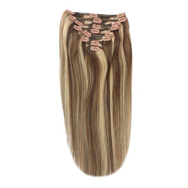 cliphair Full Head Remy Clip in Human Hair Extensions - Chocolate Honey (#4/27), 20" (130g)