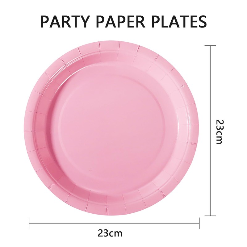 PYAILI Party Paper Plates, 50-Pack Disposable Light Pink Plates, 18