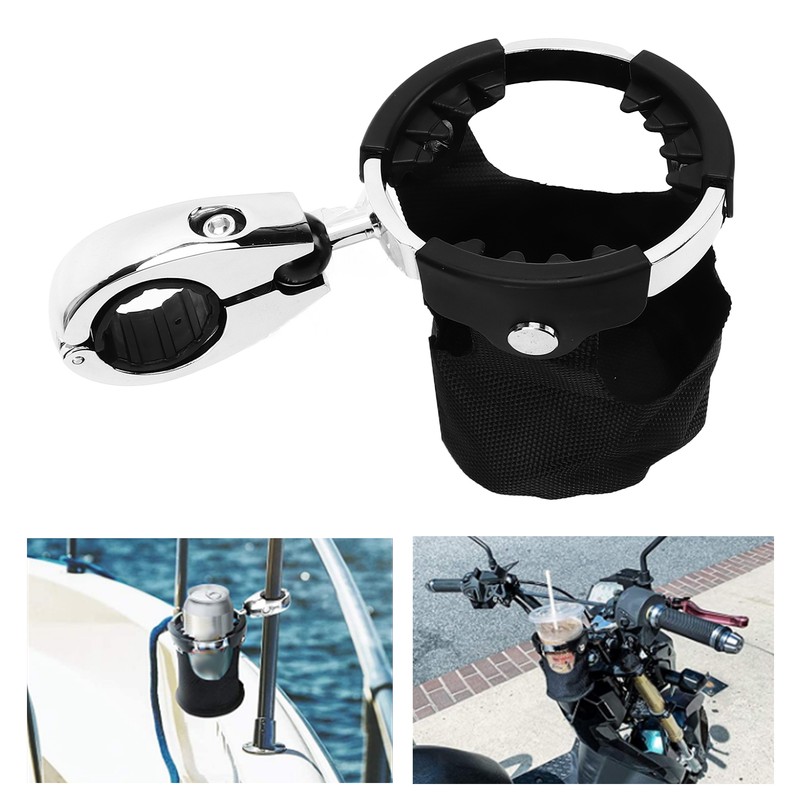 Motorcycle Cup Holder 360° Swivel Ball Mount Drink Water Bottle