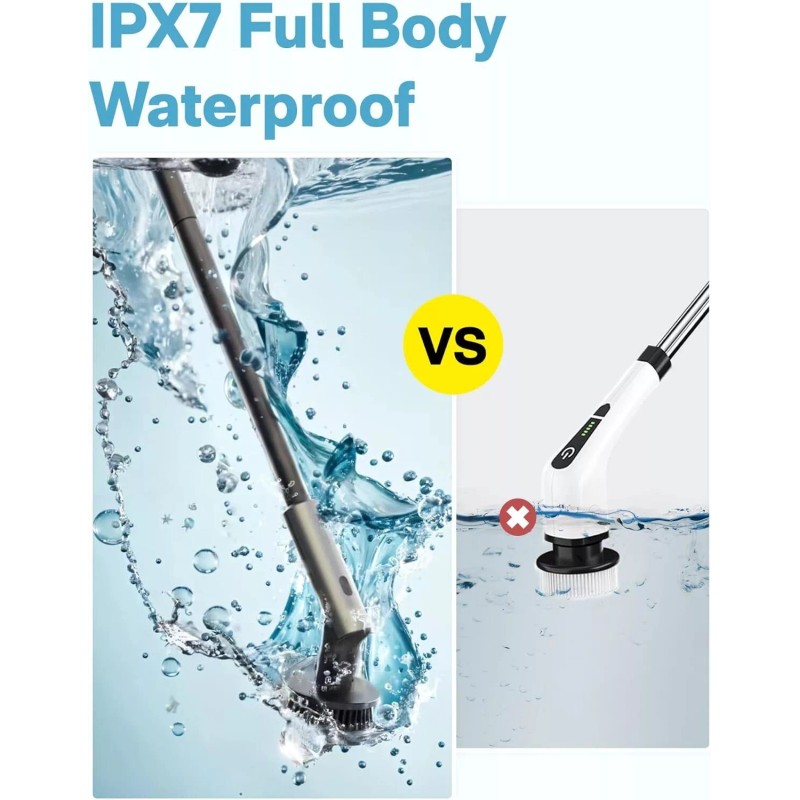 Hoto Electric Cordless Spin Scrubber 51" Extendable Handle IPX7 Waterproof