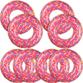 8 Donas Inflables para Niños Rosquilla Espolvoreada de 21.7 Pulgadas Donut de Flotadores de Piscina Juguete de Tubo de Natación Rosquilla de Colores Decoraciones de Fiesta Anillo Flotante (Rosa)