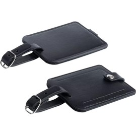 Etiquetas para bolsa de equipaje de piel, etiquetas de identificación de viaje con broche, Negro, 4.9 inches x 2.8 inches x 0.18 inches