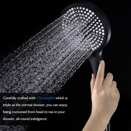 Decaura 3-Mode Handheld Shower Head with 150cm Shower Hose Luxury Rainfall (Matt Black)