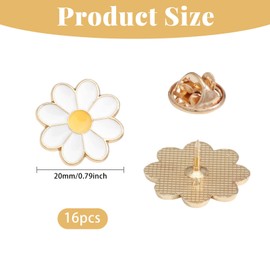beinkmake 16Pcs White Daisy Award Lapel Pin Flower Enamel Brooch Modesty Jewelry Pins for Women Nurses Faculty Suit Collar Tie Dress Bags Hats Jackets 0.79inch