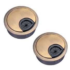 2 Pack 60mm Desk Cable Grommets, Zinc Alloy Wire Organizer Caps, Round PC Computer Port Cable Hole Cover Plug Bushings, Perfect for Hide Data Cords in Office Desk, TV Stands, Tabletops and More