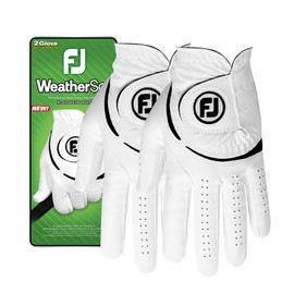 FootJoy Men's WeatherSof 2-Pack Golf Glove, White, Medium, Worn on Right Hand