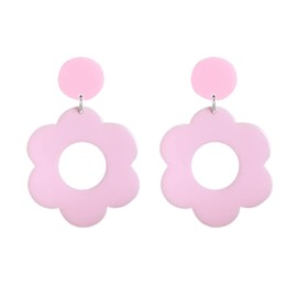 coadipress 60s 70s Flower Earrings for Women Retro Neon Hippie Flower Disco Earrings Colorful Floral Earring Retro Asymmetry Daisy Earrings Statement Earrings (Pink Daisy)