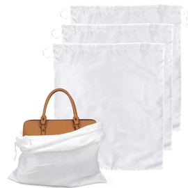 Scettar 3 Pieces White Dust Bags for Handbags, Satin Bag Storage for Handbags for Bag Storage, Soft Dust Cover Handbag Dust Bags 45 * 50cm for Bags/Shoes/Clothes