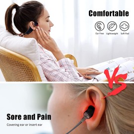 YouthWhisper Bone Conduction Headphones - Open-Ear Wireless Headphones Bluetooth Sport Headset with Microphones Sweatproof Waterproof Earphones for Running, Gym, Hiking, Cycling(Red)