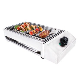 Smokeless Indoor Grill, 1800W Commercial Electric Grill, Adjustable Temperature 122°F-302°F Electric Grill with Removable Griddle, Stainless Steel Indoor Grill BBQ Grill for Restaurant Camping Party
