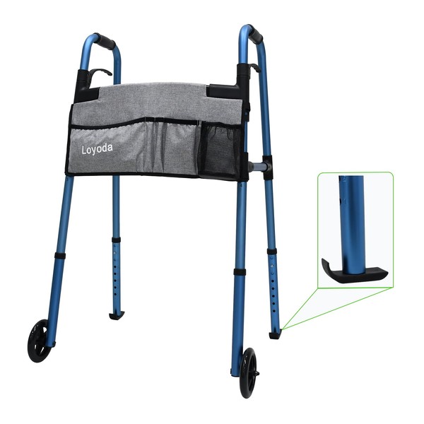 Loyoda Folding Walkers for Seniors, Medical Walker 5'' Front Wheel