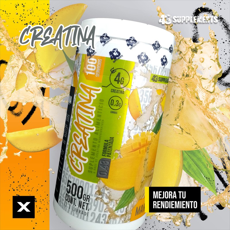 43 SUPPLEMENTS | CREATINA 500G | SABOR MANGO | Creatina