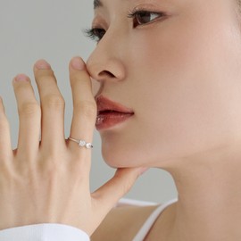 Gold&Dear 14KGP Heart Cubic Ribbon Ring Rose Gold S (No. 9) / 골드앤디어 14KGP 하트큐빅 리본 반지 로즈골드  S (9호)