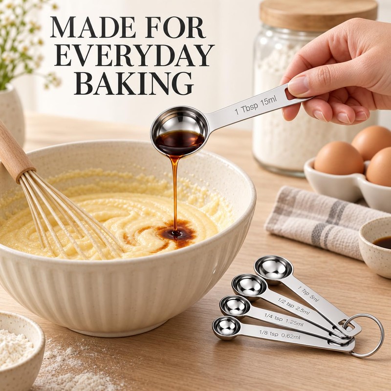 6-Piece Stainless Steel Measuring Spoons Set, Heavy Duty Tablespoon &
