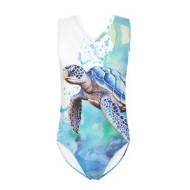 Tongluoye Sea Turtle Gymnastics Leotards for Girls Size 7-8 Tie Dye swimsuit One Piece Bathing Suits Teens Sleeveless Dance Unitard Biketard Practice Ballet Tank Bodysuit Kids Clothes Hippie