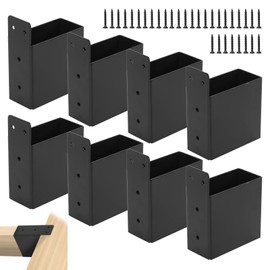 Rasugarlary 2x4" Pergola Bracket, 8 Pcs Pergola Post Top Rafter Brackets Deck Railing Brackets Heavy Duty Black Powder Coated Pergola Kit for DIY Wood Pergolas Gazebo (with Screws)