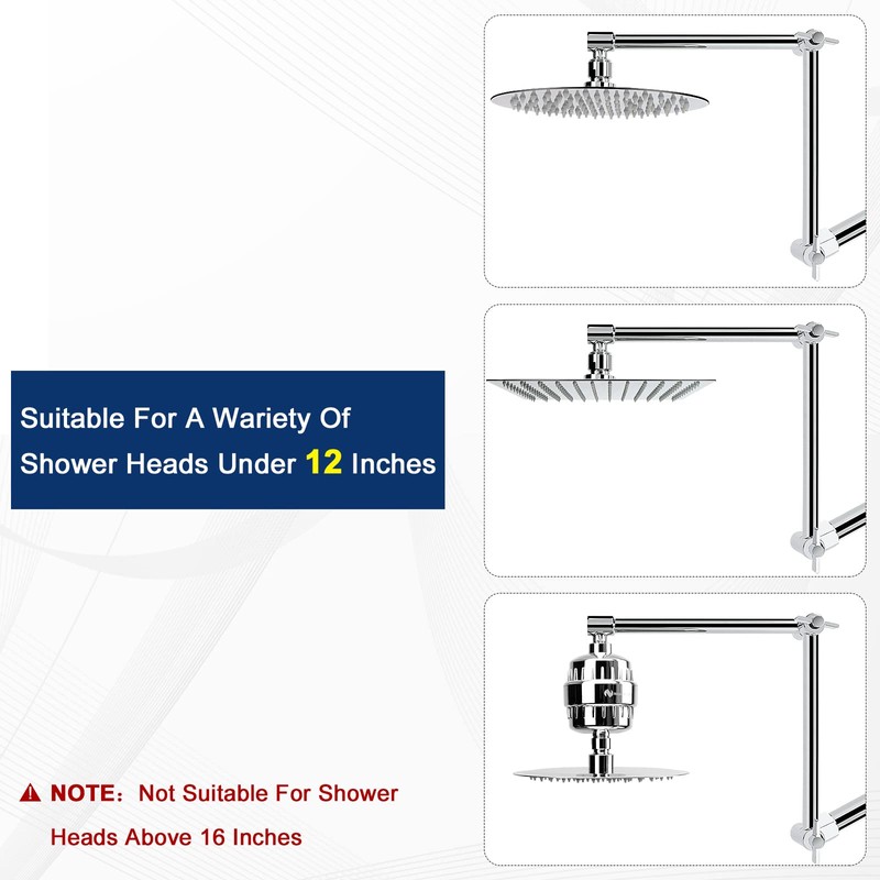 NearMoon Adjustable Shower Arm, Shower Extension Arm Universal Connection, Rise