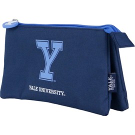 DOHE Yale University Pencil Case with 3 Compartments, Zip, Durable Polyester, 23 x 12 x 2.5 cm, School Supplies (Blue) Yale Pink Lady Triple Case, blue, Yale Pink Lady Triple Case