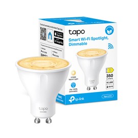 TP-Link Tapo Smart Wi-Fi Spotlight, Smart Home Security System, Energy saving, Dimmable, 2700K Warm Light, GU10, 3.7W, Remote & Voice Control, Schedule & Timer, No Hub Required (Tapo L610)
