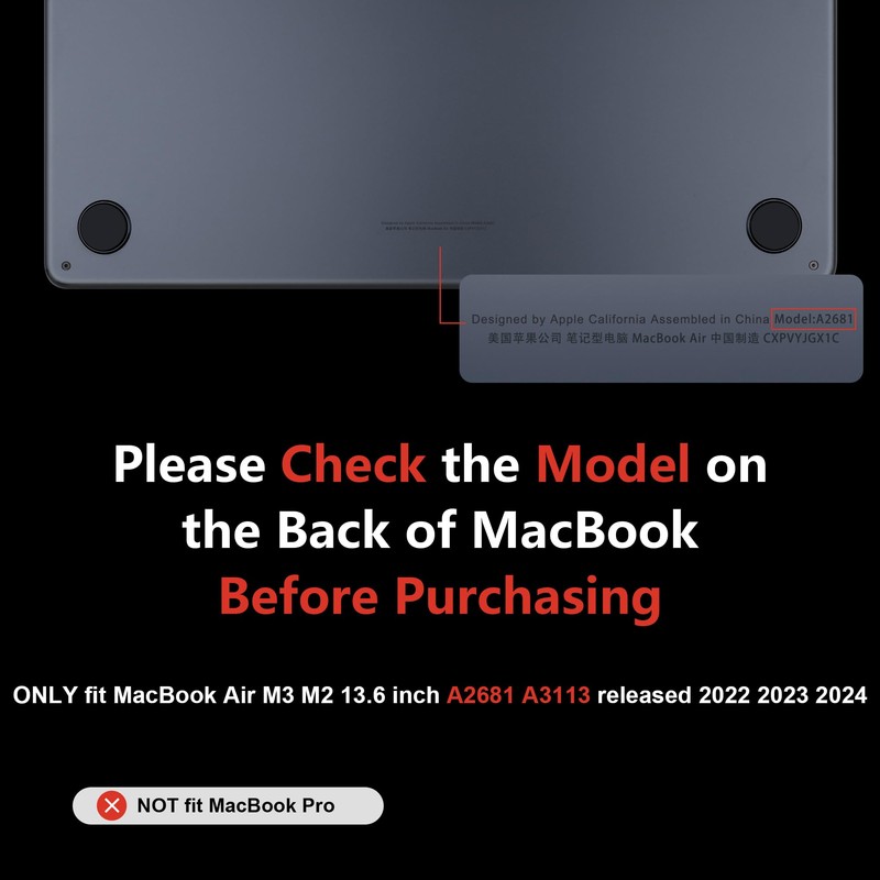 MEEgoodo for MacBook Air M3 M2 13.6 inch Case 2024