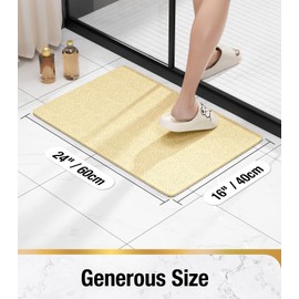 HITSLAM Shower mat Non Slip, 24 x 16 Inch Bath Mat for Tub with Drain Holes, Soft PVC Loofah Bathtub Mat Non Slip, Quick Drying Bathroom Shower Mat, Beige