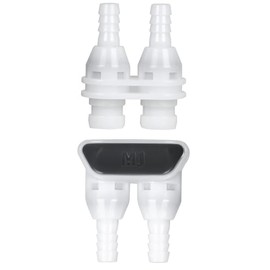 Dual - Port 1/4" Plastic Tube In - line Hose Quick Connector with Disconnect Barb Insert Fittings and Shut - Off Valved in Quick Release Coupling (1 Male + 1 Female, Dual Connection)