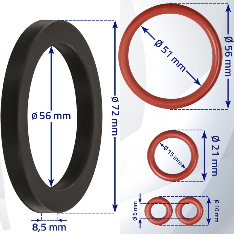 Set of 5 Coffee Machines Sealing Rings for Gaggia Baby