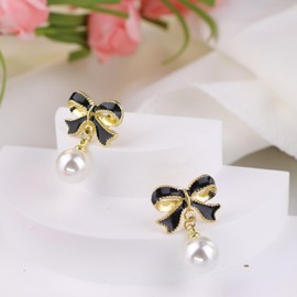 Gold Bow Earrings Silver Dainty Statement Earrings, Cute Ribbon Stud Classic Heart Dangle Earrings Elegant Stylish Tassel Pearl Drop Earrings Fashion Jewelry Gifts for Women