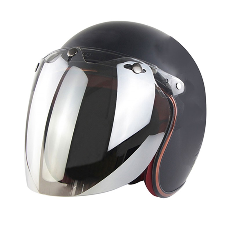 Open Face Helmet Visor Motorcycle Helmet Bubble Lens 3-Snap Bubble