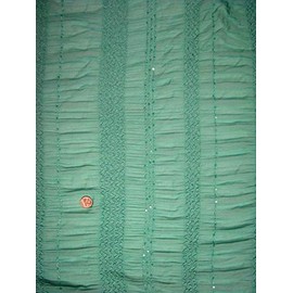 Polyester Ruched Chiffon with Chevron Pattern & Sequins Fabric by The Yard (Mint)