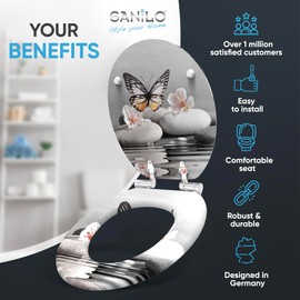 Sanilo Toilet Seat ROUND with Soft Close, Quiet and Slow Close Lid and Seat, Strong Bumpers and Hinges, Vanesa