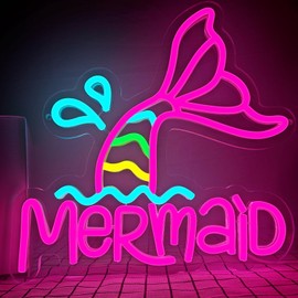 Mermaid tail neon sign for wall decoration mermaid neon signs uses USB powered dimmable mermaid neon light suitable for bedroom children's room it is the gift for children on birthday and Christmas.