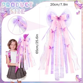 beifon 2 Stück Schleife Schultüte Mädchen Schultütenschleife 60×20cm, Zuckertüten Schleife Lila Rosa, Schultüte Schleife Zuckertütenschleife Einschulung Schulanfang Deko für Mädchen Junge