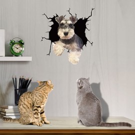 Zpahq Schnauzer Car Cracking Sticker,3D Vinyl Waterproof Dog Auto Decals,for Wall Laptop Car Window Truck Bumper Refrigerator 11.8 x11.8in