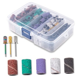 OHPHCALL 250-Piece Sanding Bands Set for Nail Drill Fine Grit Nail Polishing Rings with Mandrel for Gel Manicures and Pedicures