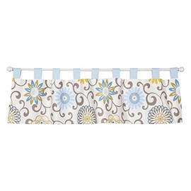 Trend Lab Waverly Baby Pom Pom Spa Window Valance, Blue/Cream/Green/Gray
