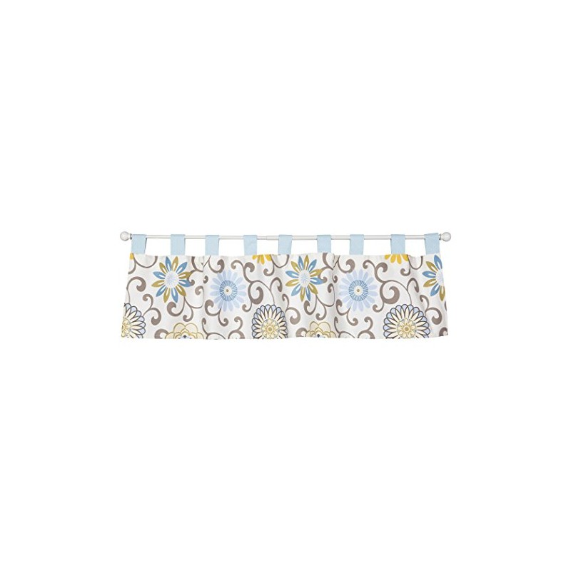 Trend Lab Waverly Baby Pom Pom Spa Window Valance, Blue/Cream/Green/Gray