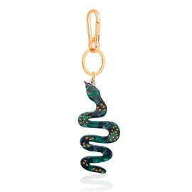 Sleek Green Snake Bag Charm Keychain - Acrylic Reptile Pendant with Gold Lobster Clasp for Backpacks, Purses, Keys