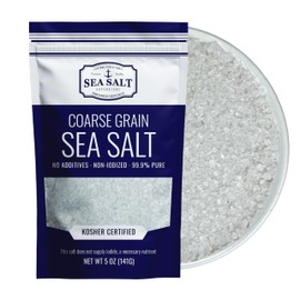 Sea Salt Superstore Kosher Sea Salt, Coarse Grain Kosher Salt, Coarse Salt Replacement for Table Salt, Non-Iodized & Natural Coarse Sea Salt for Grinder, 5 oz Bag, Sea Salt Superstore