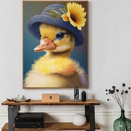 QACEYID Diamond Painting DIY Fun Wall Art Decor, Great Gift for Craft Lovers 12x16 inch Fall Home Decor Duck Summer Vacation Diamond Painting Kits