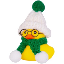 MuMyer Car Rubber Duck Ornament Winter Duck Car Dashboard Decoration with Mini Beanie Hat Sunglasses Necklace or Bow for Car Dashboard Decoration Accessories(E2)