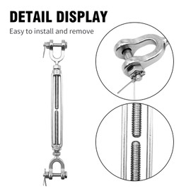 LIDSCURA 2 Pack Turnbuckle 1/4 M6 304 Stainless Steel Turnbuckles, 1600 lbs Working Load Limit, Jaw and Jaw Turnbuckle for Cables Wire Rope Tension Shade Sail