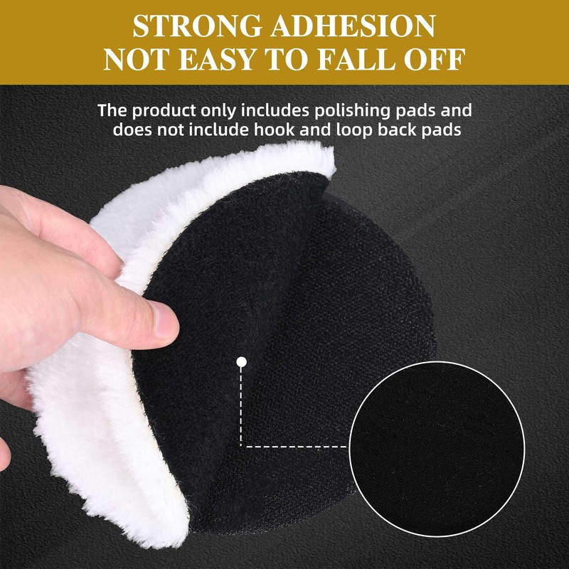 3 PCS 6 Inch Wool Polishing Pad Hook and Loop