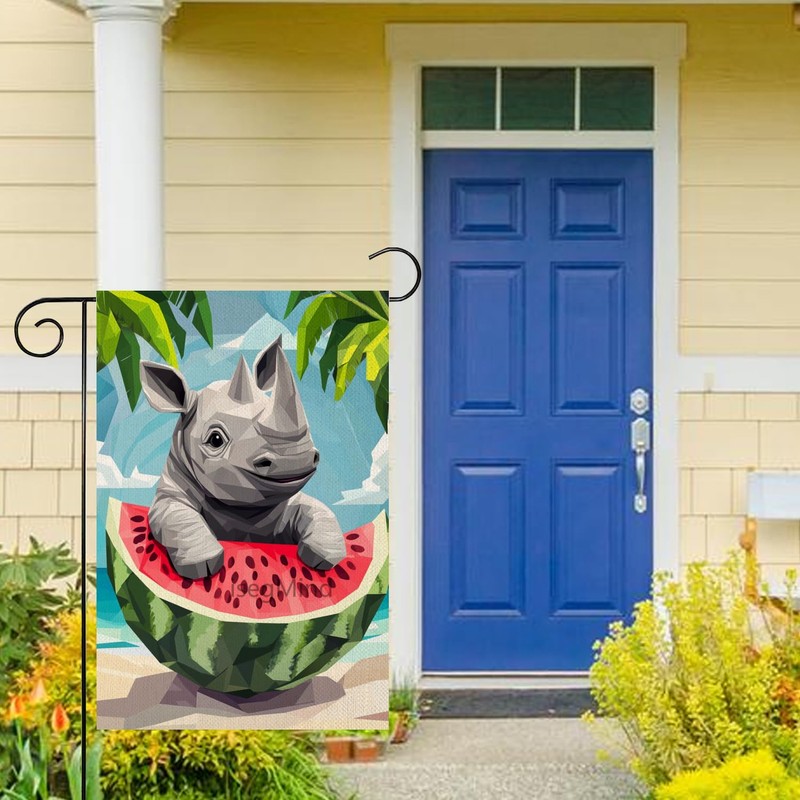 isegMind Hello Summer Watermelon Garden Flags for Outside 12x18 In