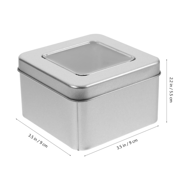PACKOVE Small Metal Storage Box with Lid Square Silver Metal