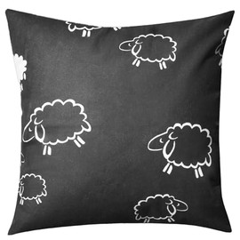 1 x Cushion Cover in 40 x 40 cm 100% Renforcé Cotton - Sheep Lambs Black White - Cushion Cover, Decorative Cushion Cover, Children (1 Piece 99/1-40 x 40)
