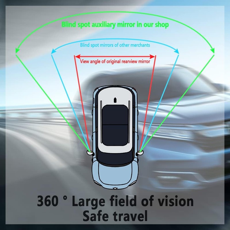 Espejo para punto ciego HD para coche, espejo retrovisor gran