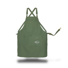 FARMER'S DEFENSE Lightweight Garden Apron with Canvas Pockets | Waterproof, Adjustable, Stick Resistant, Eco-Friendly, Durable | Outdoor Gardening Work and Kitchen Cooking Tasks | Army Green - L/XL