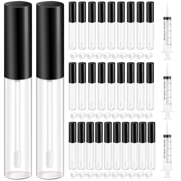 KPX 30 Pcs Clear lip Gloss Tube Containers Bulk Wand